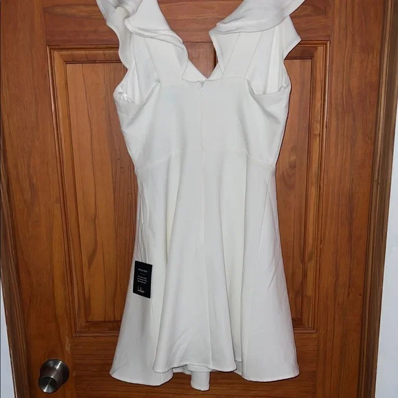 Lulu's Cream Ruffle V-Neck Mini Dress - Picture 2 of 3